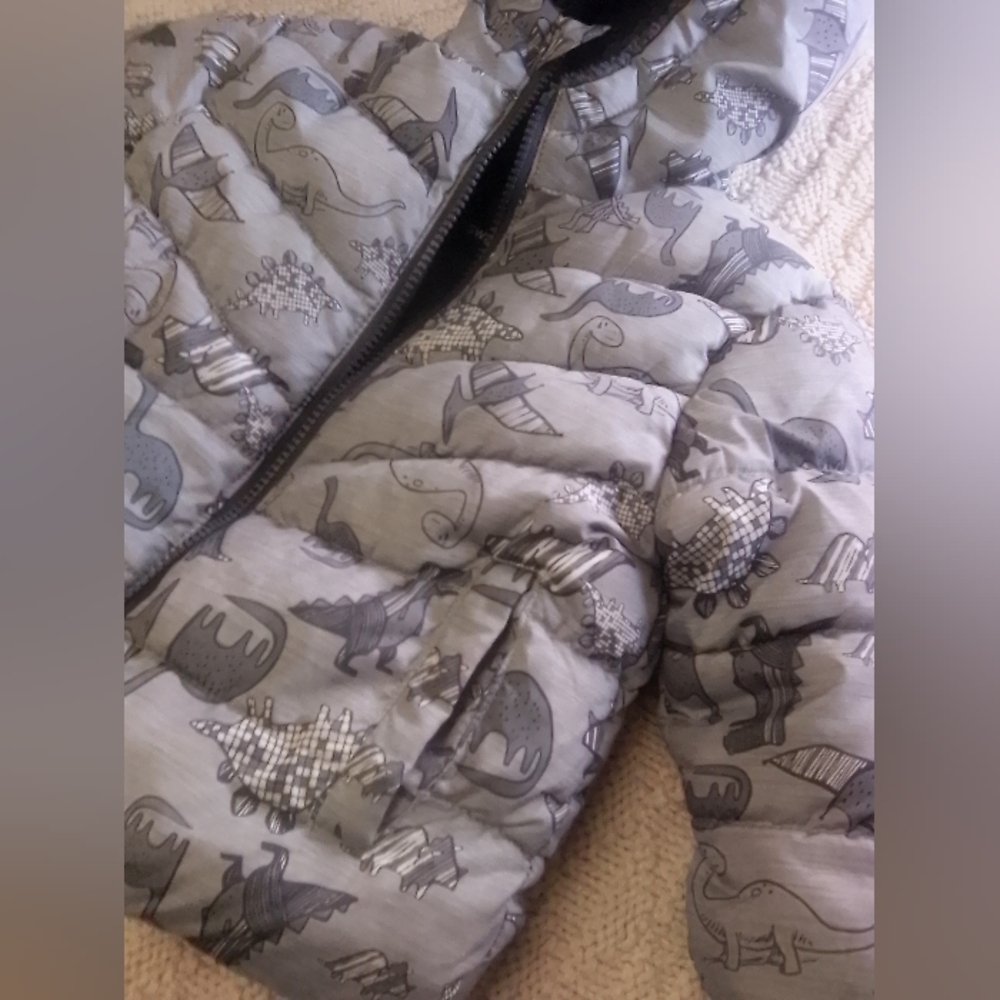 Little Boy Dinosaur Puffer Jacket - Picture 2 of 2